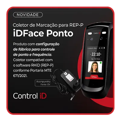 iDFace Control iD - Coletor de Ponto Facial REP-P, imagem 2